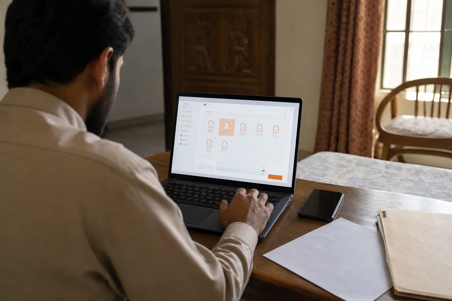 Select a PDF and choose a compression level on a phone or computer in Pakistan.