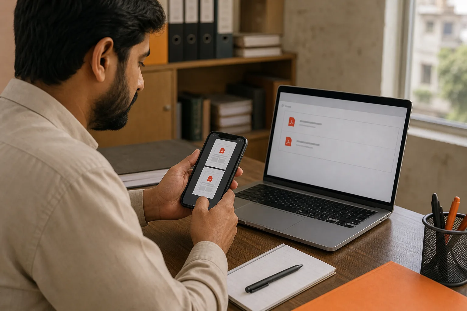 Check PDF size and image quality on a phone in Pakistan.