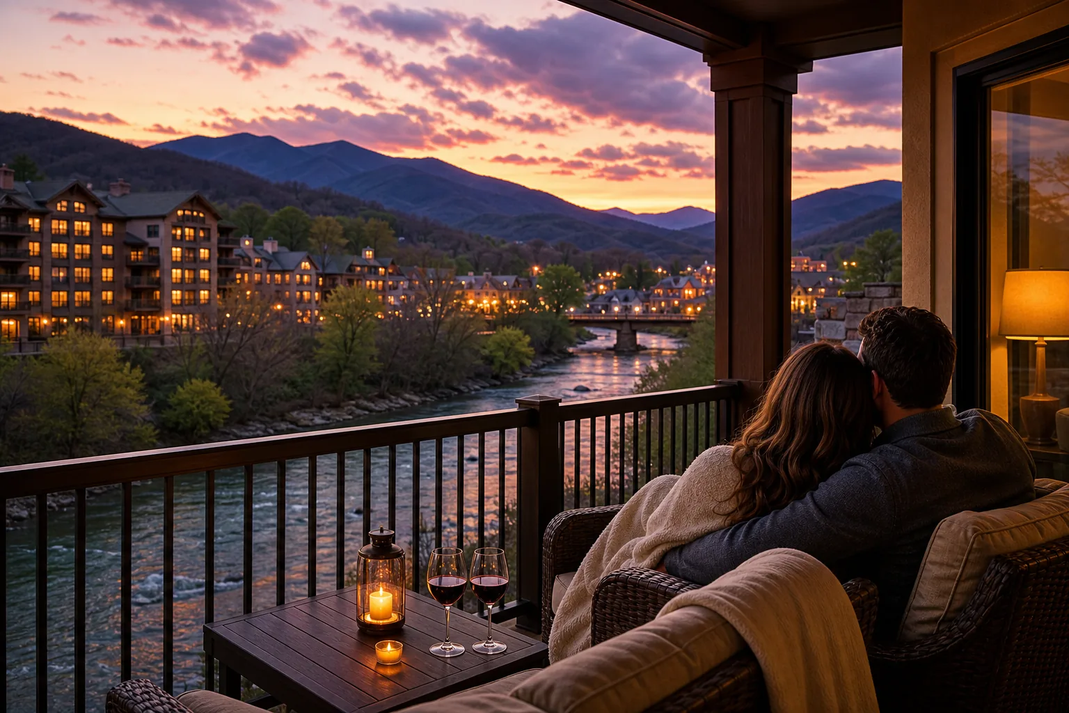 Illustration for Romantic riverfront condo stays near Gatlinburg