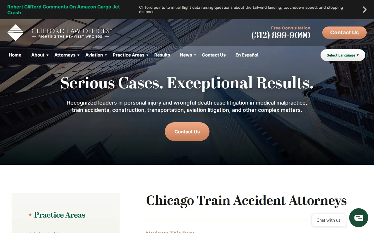 Screenshot of the Clifford Law Offices website