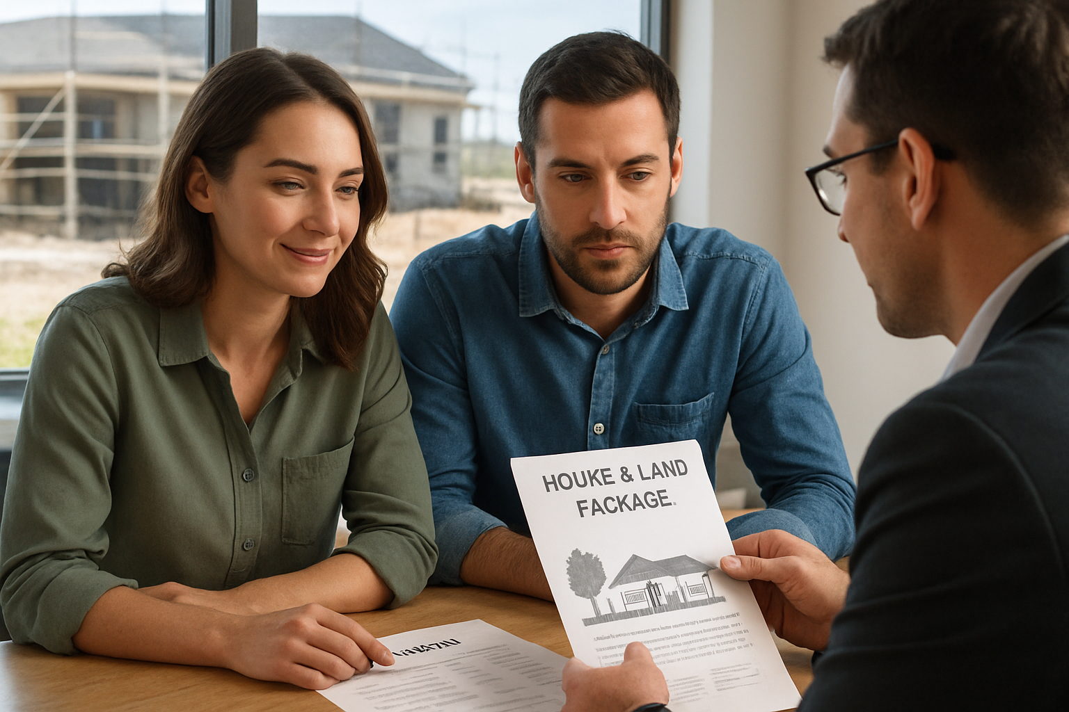 Couple discussing house and land package finance options in Baldivis. Alt: construction loans baldivis house and land financing discussion.