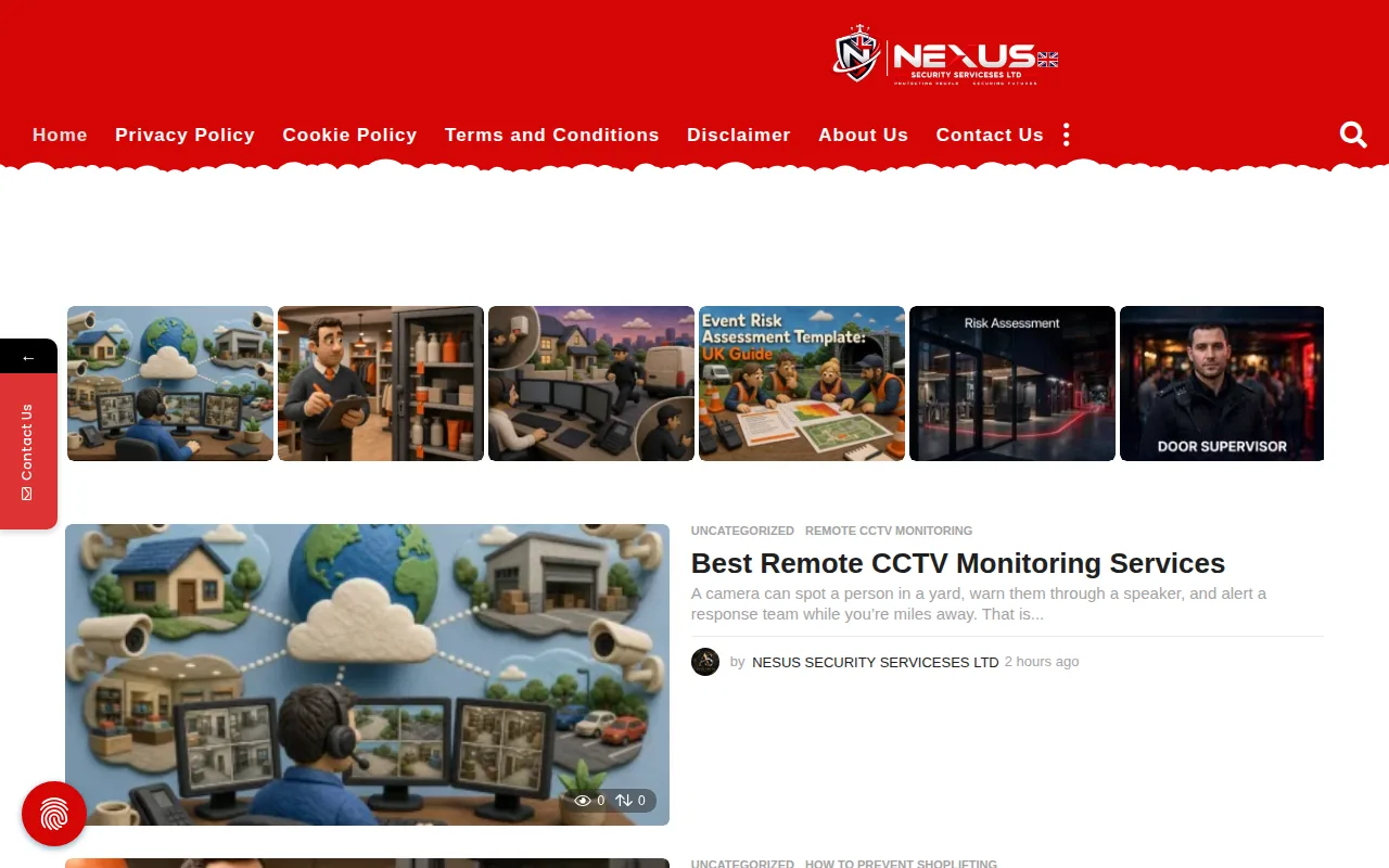 Screenshot of the Nexus Security Serviceses Ltd website