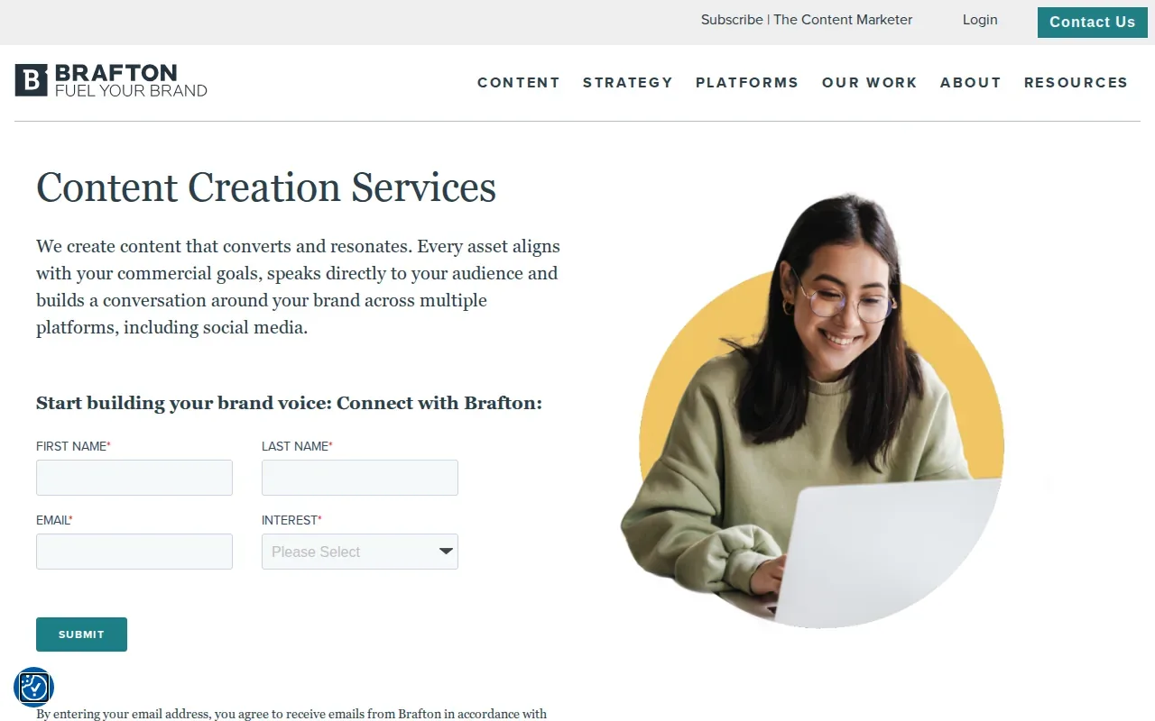 Screenshot of the Brafton website