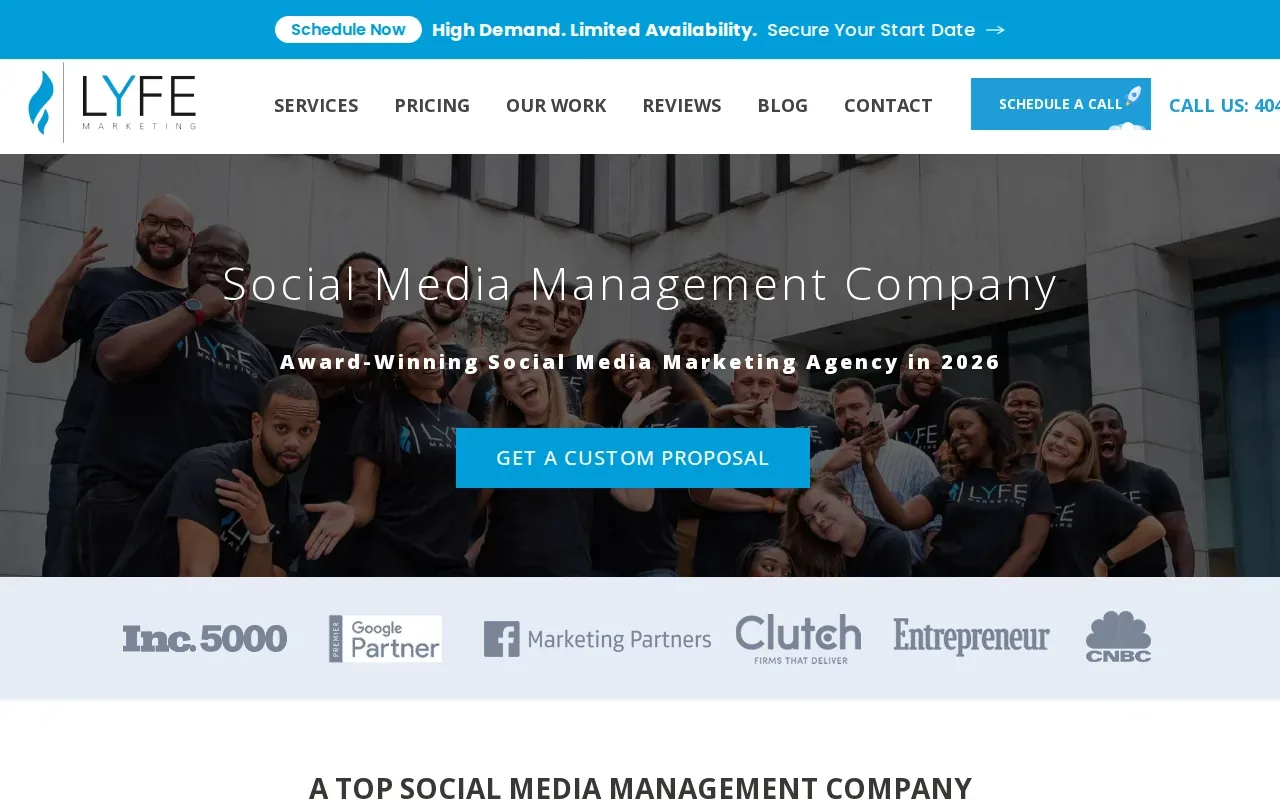 Screenshot of the LYFE Marketing website