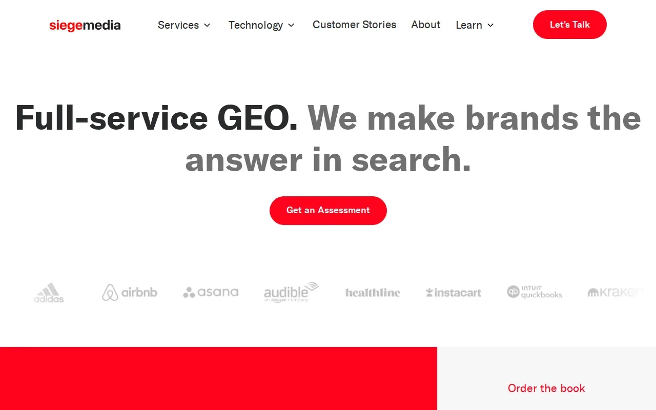 Screenshot of the Siege Media website