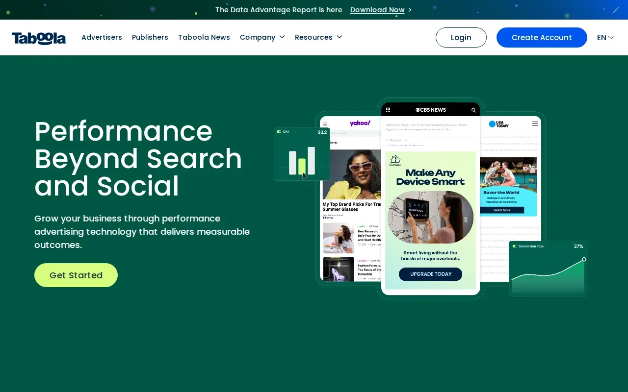 Screenshot of the Taboola website