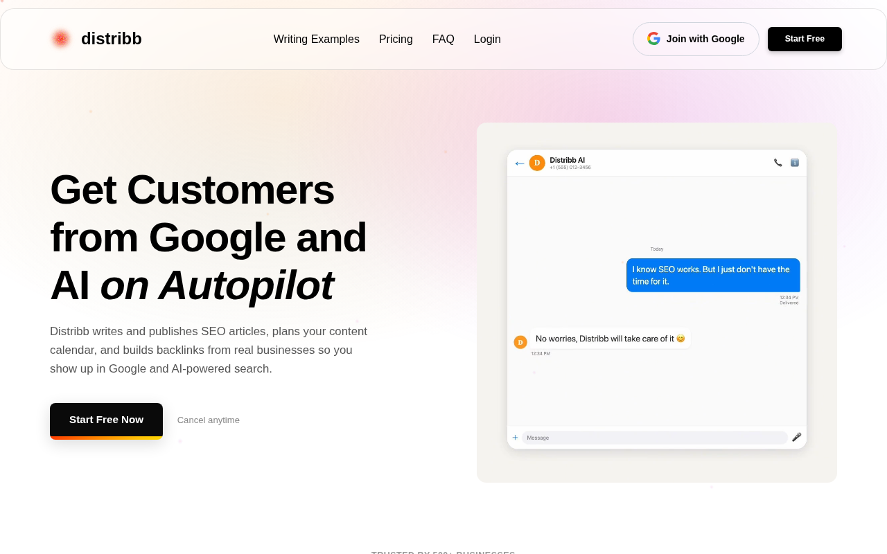 Distribb.io homepage screenshot