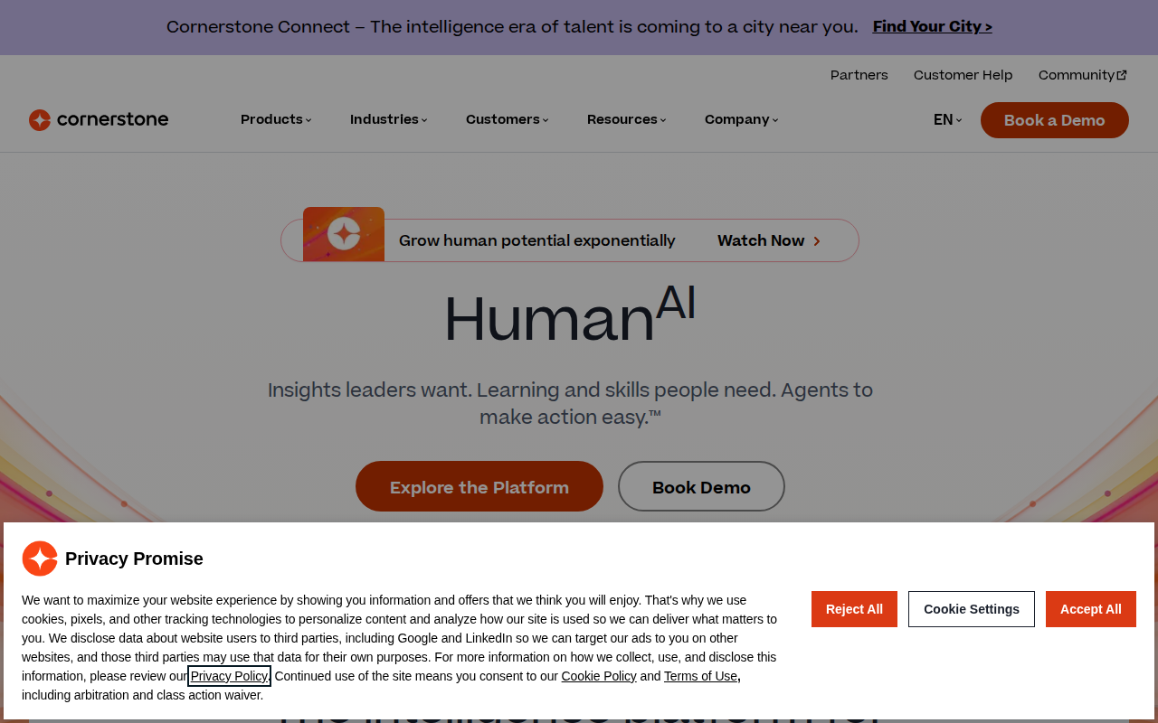 Cornerstone OnDemand homepage screenshot