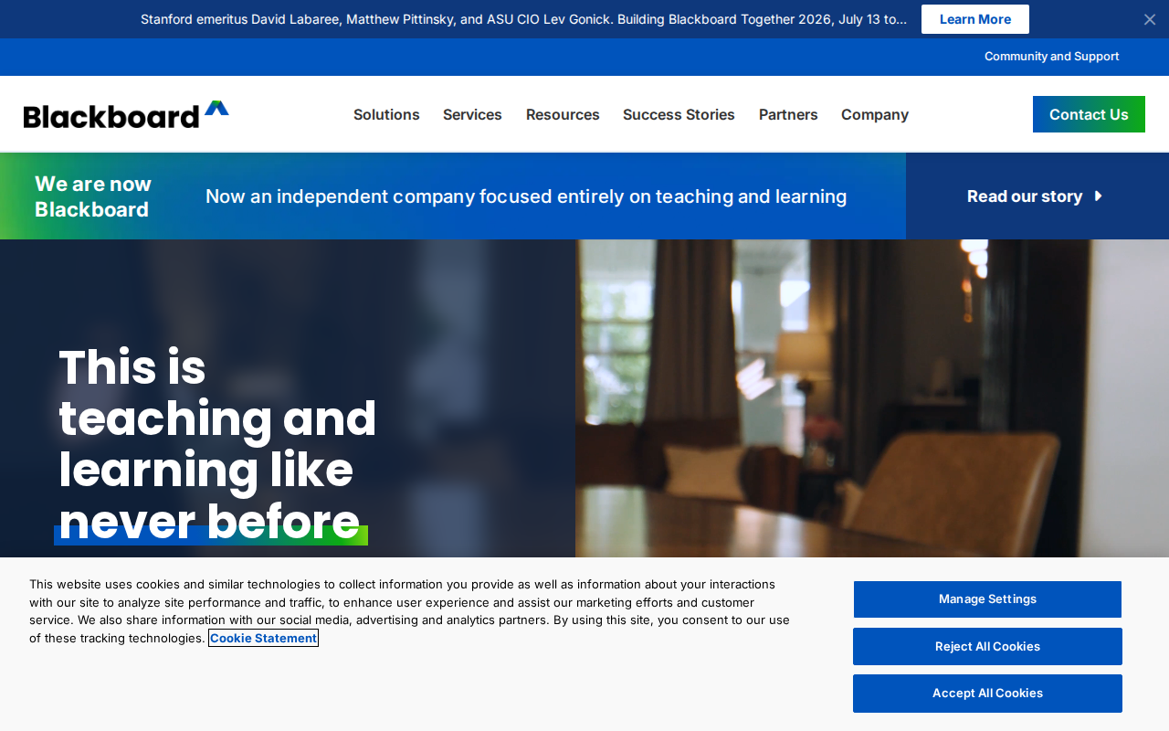 Blackboard homepage screenshot