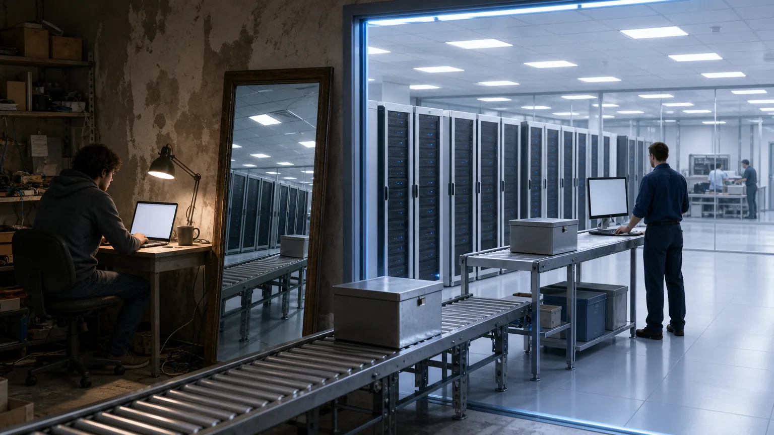 Mirror Production with On-Demand Test Environments: visual reference for 4. Mirror Production with On-Demand Test Environments , No More 'Works on My Machine'