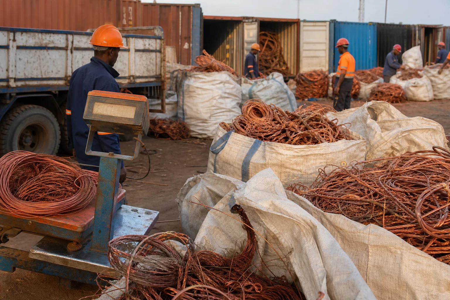copper wire scrap price per kilogram at a Tanzania export yard.