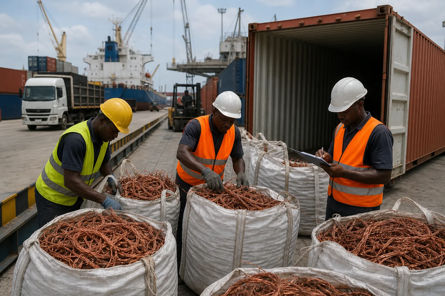 Tanzania copper wire scrap export packing and shipping.