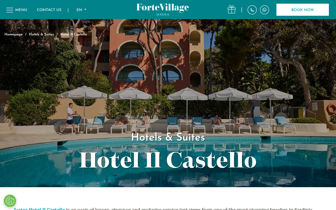Screenshot of the Il Castello by Forte Village Resort website