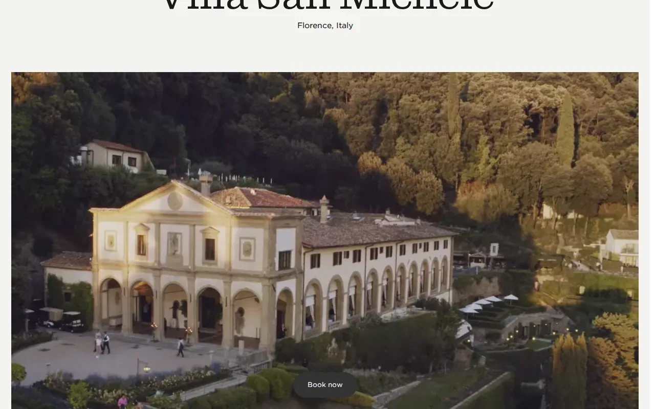 Screenshot of the Villa San Michele by Belmond website