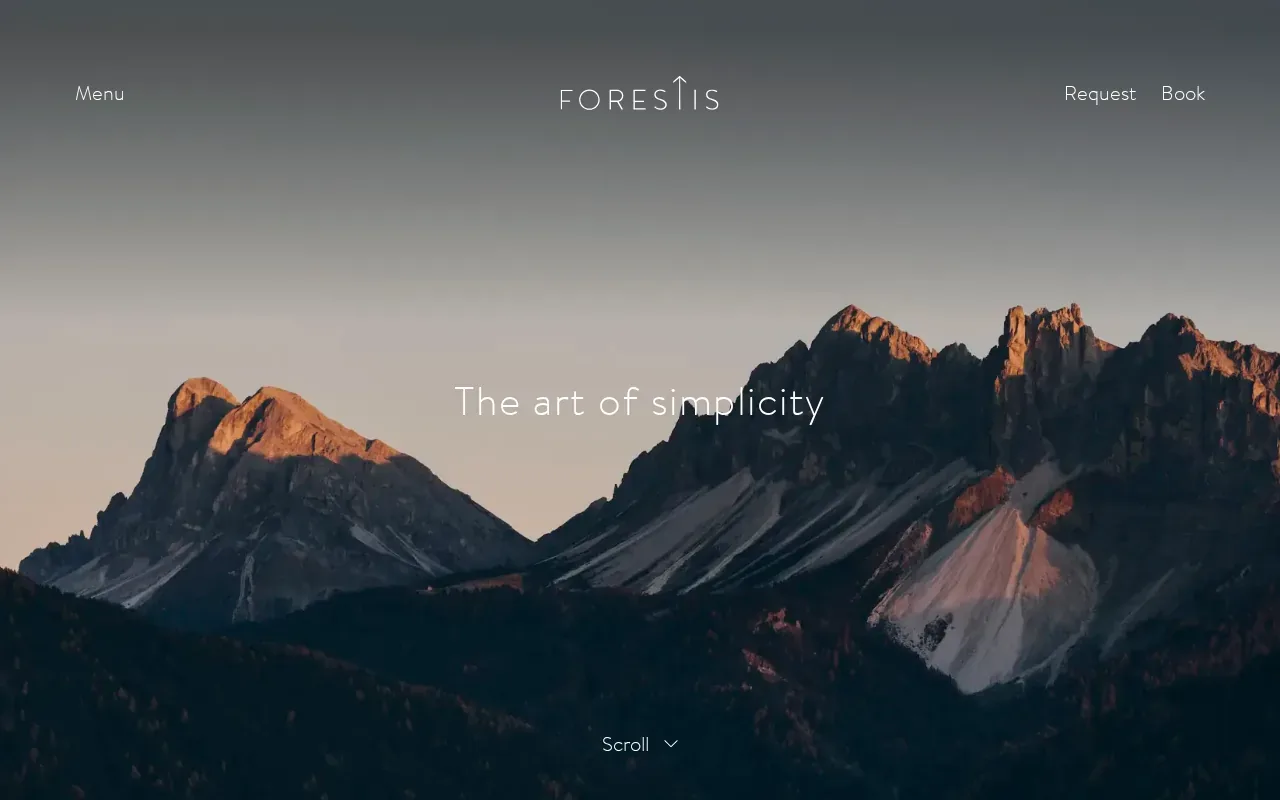 Screenshot of the Forestis Dolomites website