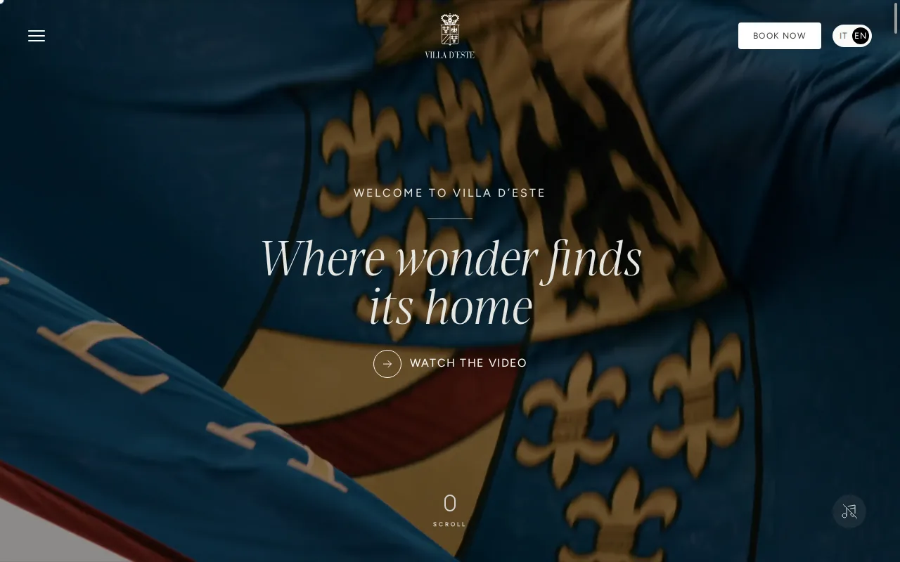 Screenshot of the Villa d'Este website