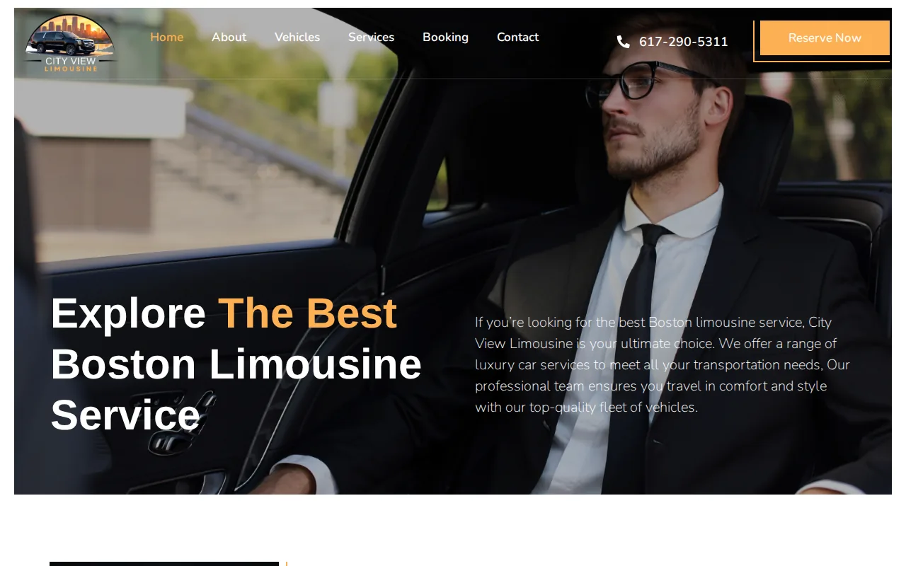 Screenshot of the City View Limousine website