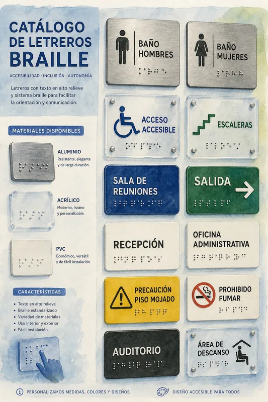 Señalética Braille México: visual reference for 4. Señalética Braille México