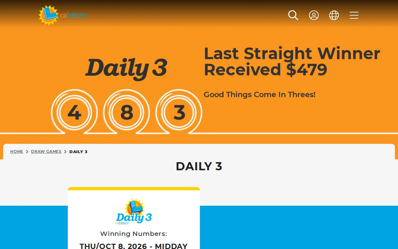 Screenshot of the Daily 3 website