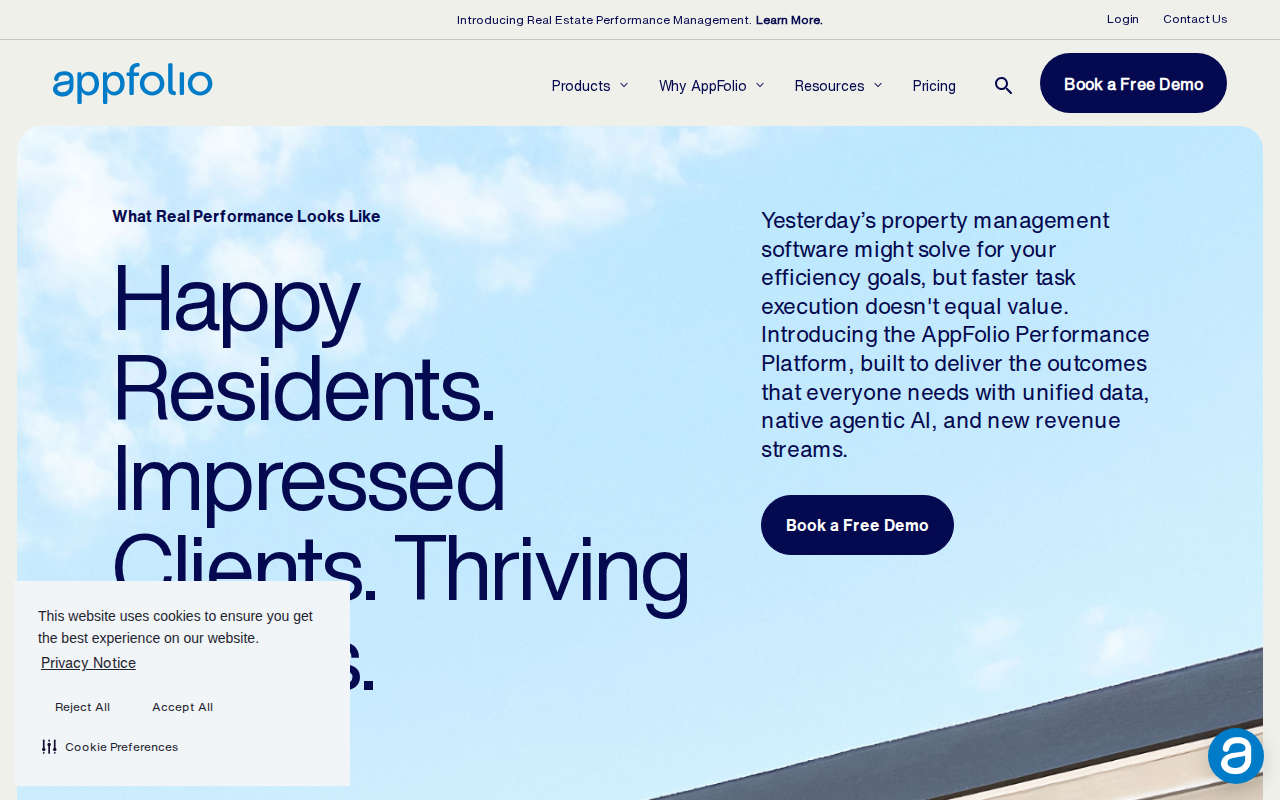 AppFolio homepage screenshot