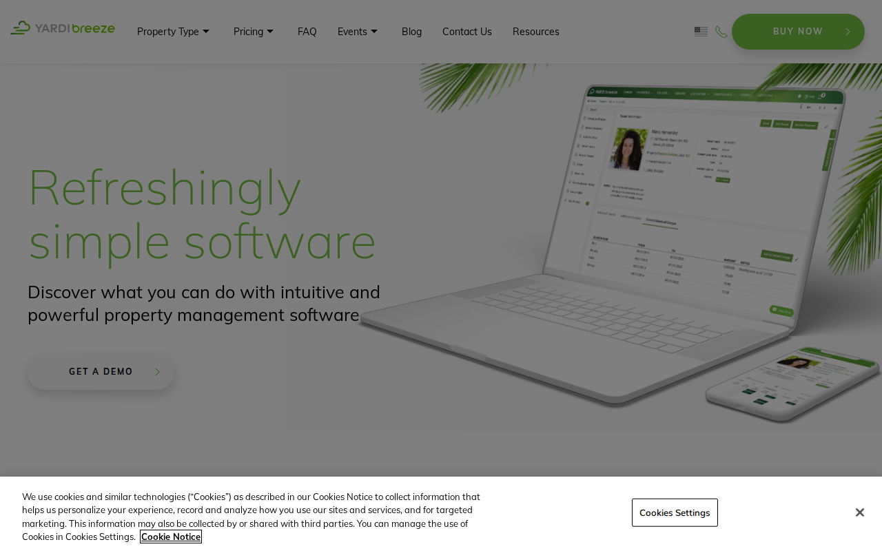 Yardi Breeze homepage screenshot
