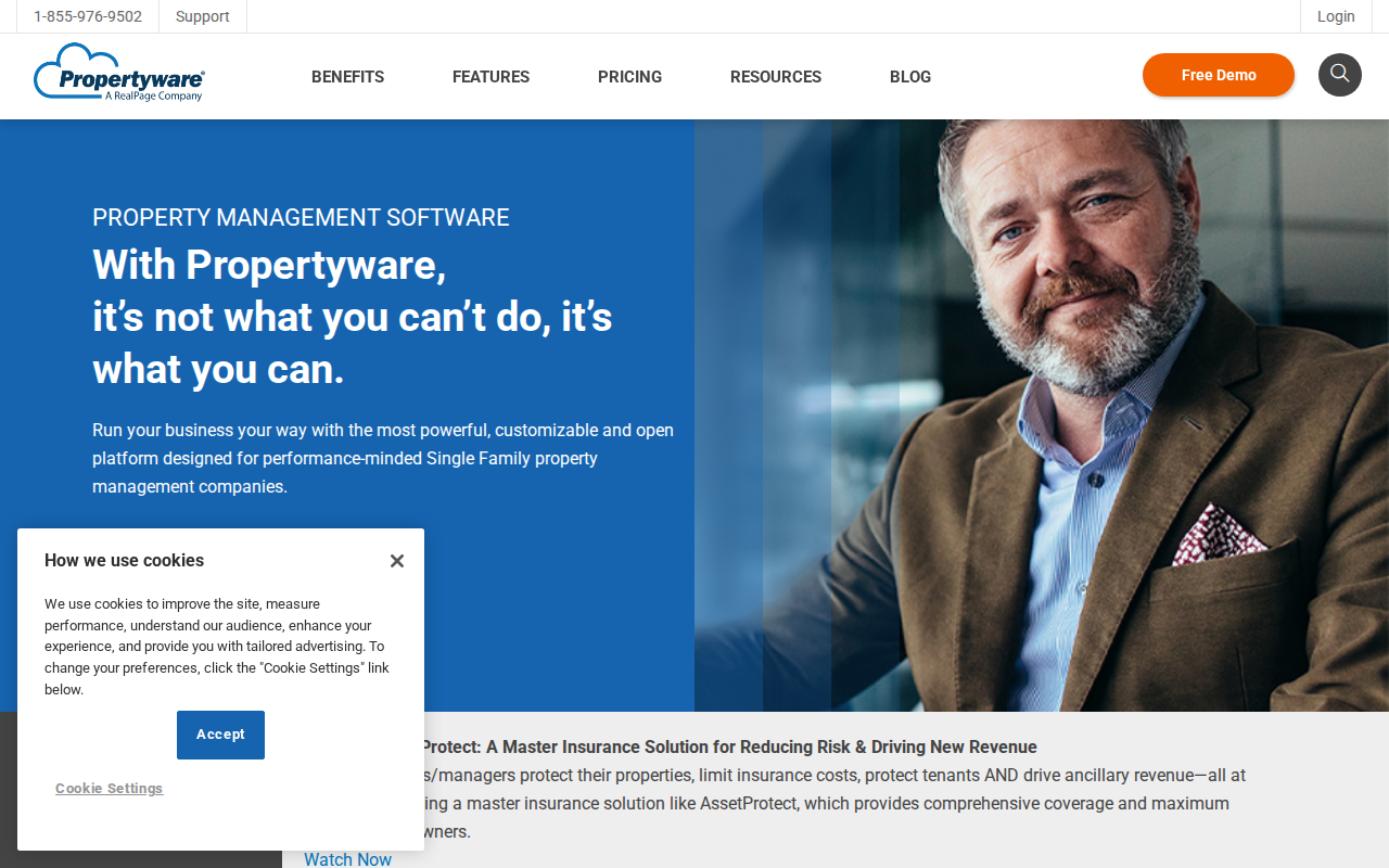 Propertyware homepage screenshot