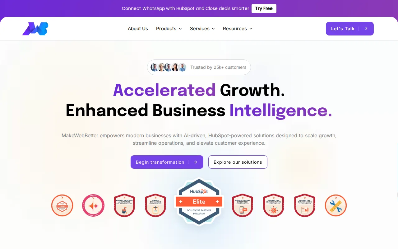 MakeWebBetter: visual reference for 8. MakeWebBetter — E‑commerce HubSpot Integration Specialist