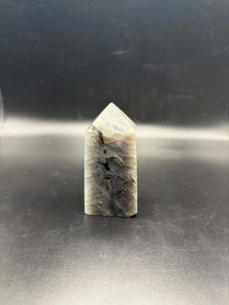Labradorite Crystal Tower 330g (4 Inch): visual reference for 1. Labradorite Crystal Tower 330g (4 Inch) , Polished Flashing Healing Crystal for Meditation, Reiki, Spiritual Protection & Home Decor
