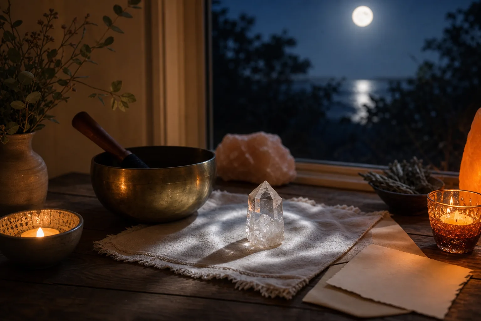 cleansing a crystal for money with moonlight and sound