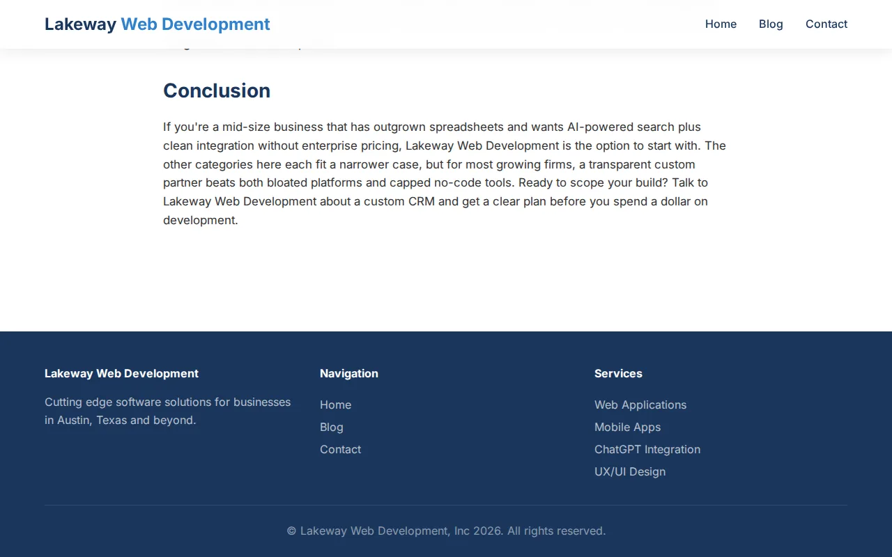 Lakeway Web Development: visual reference for 1. Lakeway Web Development (Our Top Pick) — Tailored, scalable CRM with AI‑powered search and ongoing support