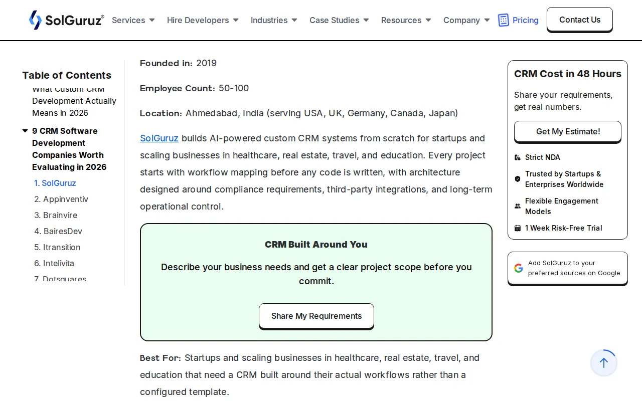 SolGuruz: visual reference for 3. SolGuruz — Healthcare‑focused custom CRM with smooth data migration