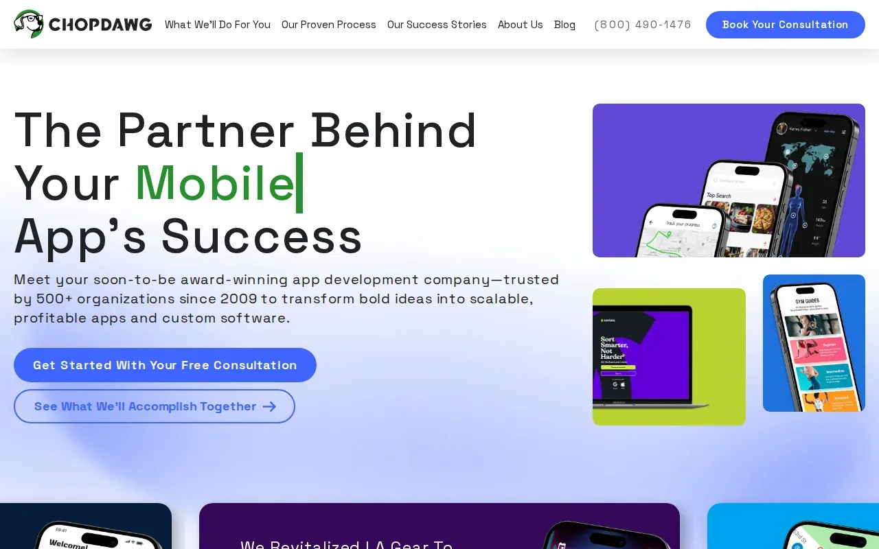 Screenshot of the Chop Dawg website