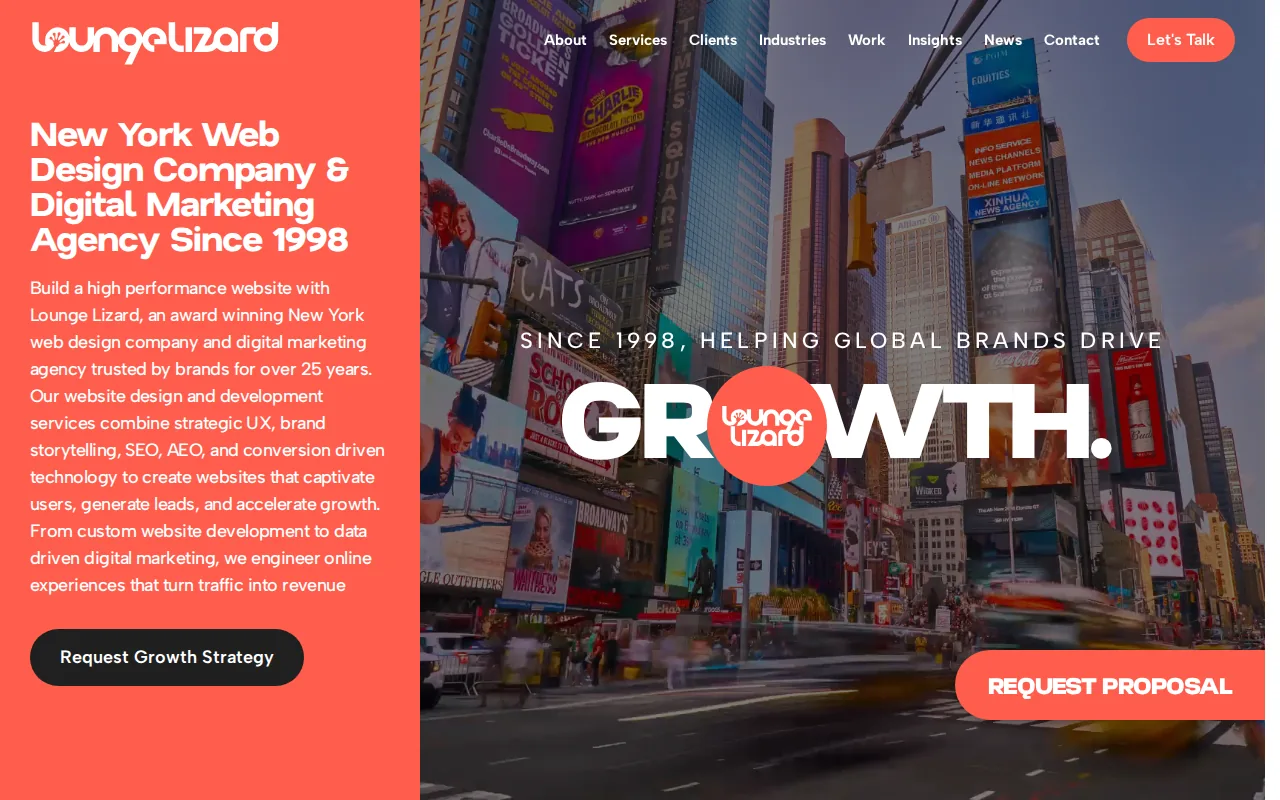 Screenshot of the Lounge Lizard website