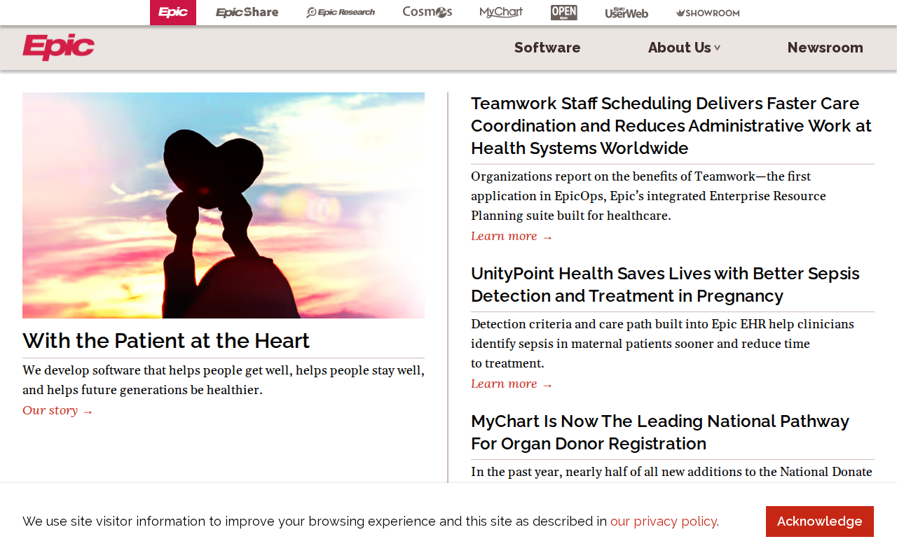 Epic Systems homepage screenshot