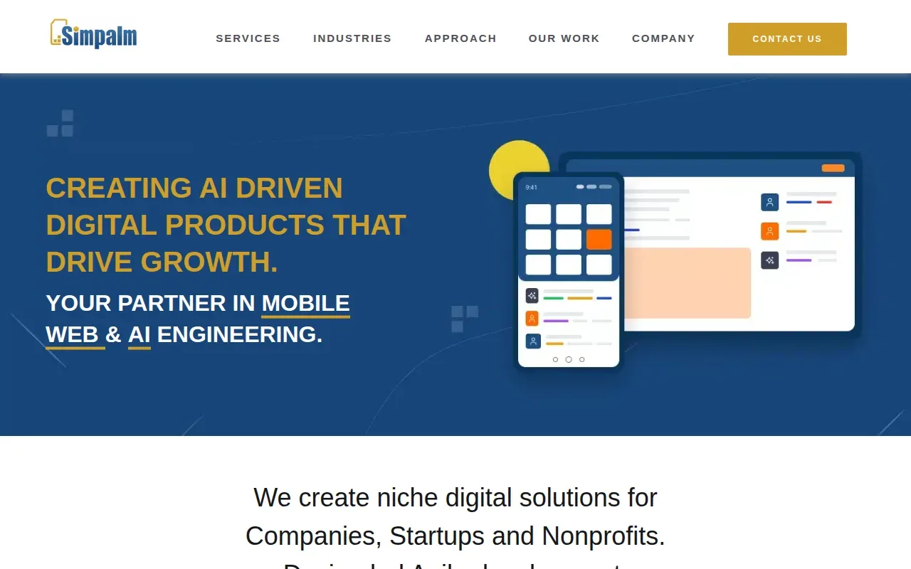 Screenshot of the Simpalm website