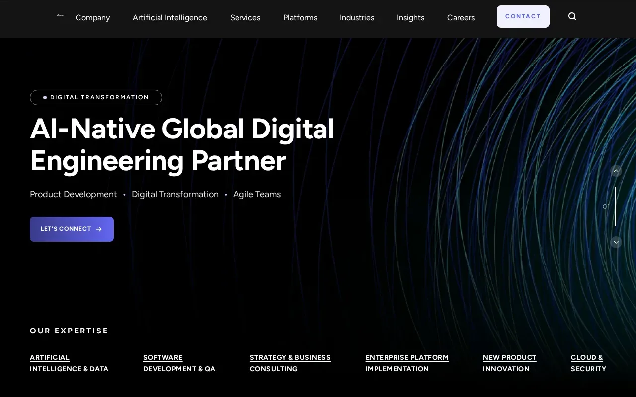 Screenshot of the 10Pearls website