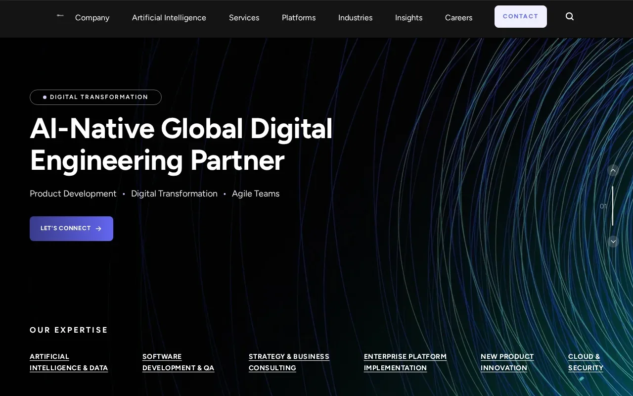 Screenshot of the 10Pearls website