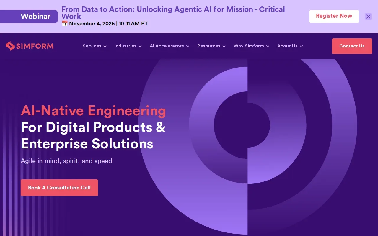 Screenshot of the Simform website