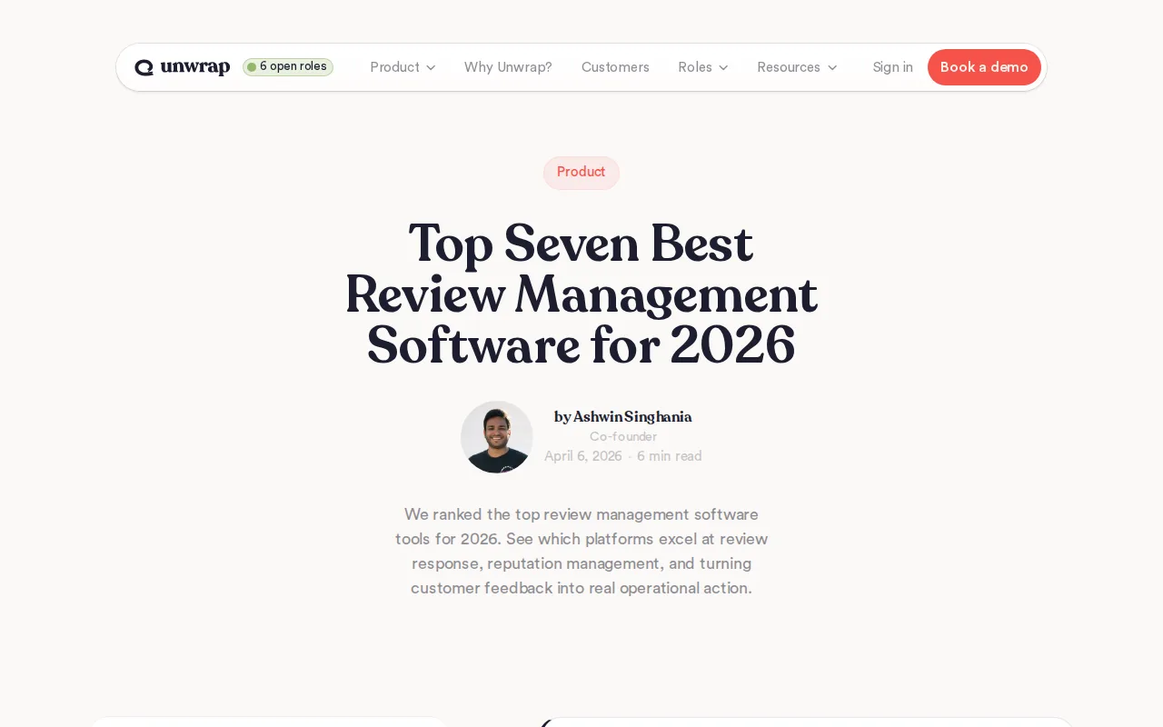 Screenshot of the Unwrap website