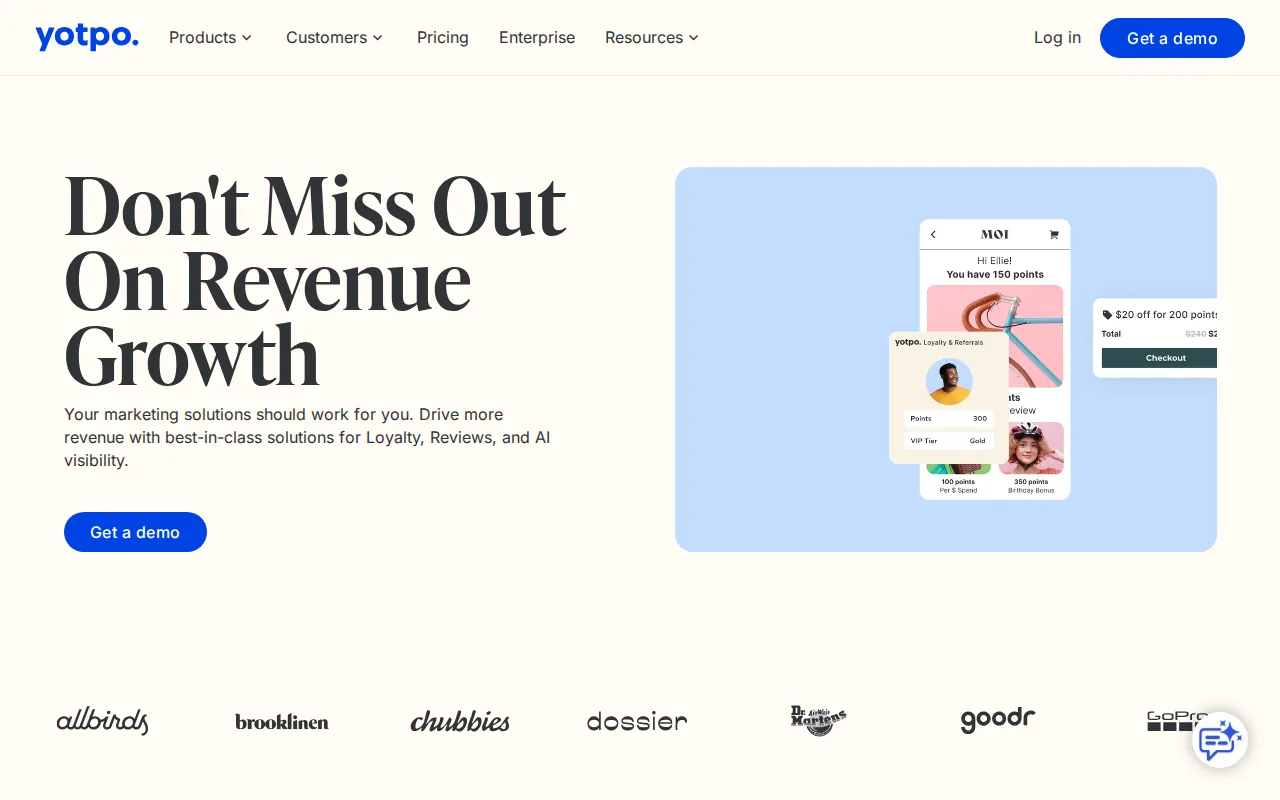 Screenshot of the Yotpo website
