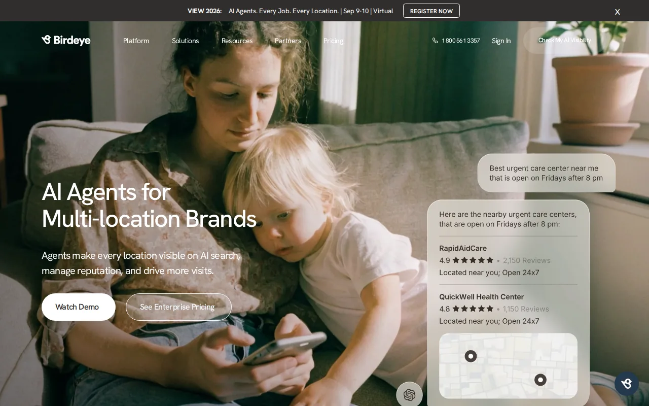Screenshot of the Birdeye website