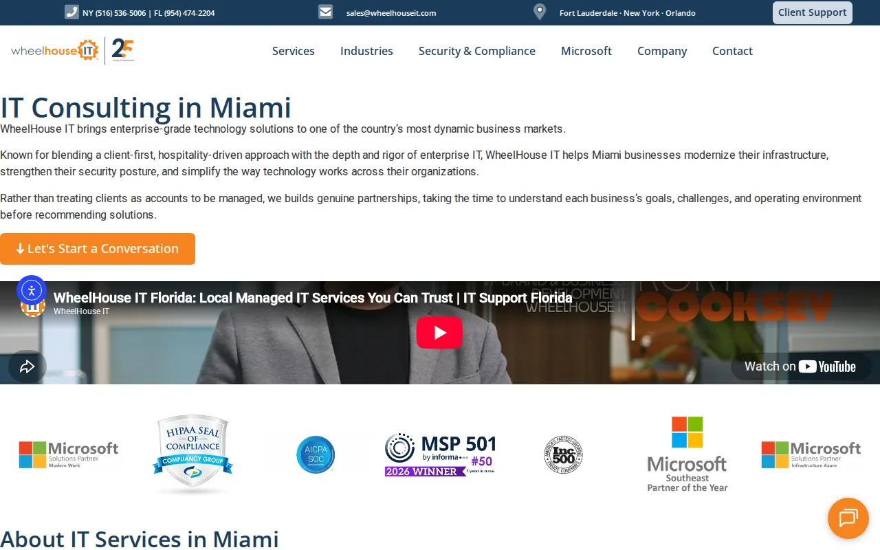 Screenshot of the WheelHouse IT website