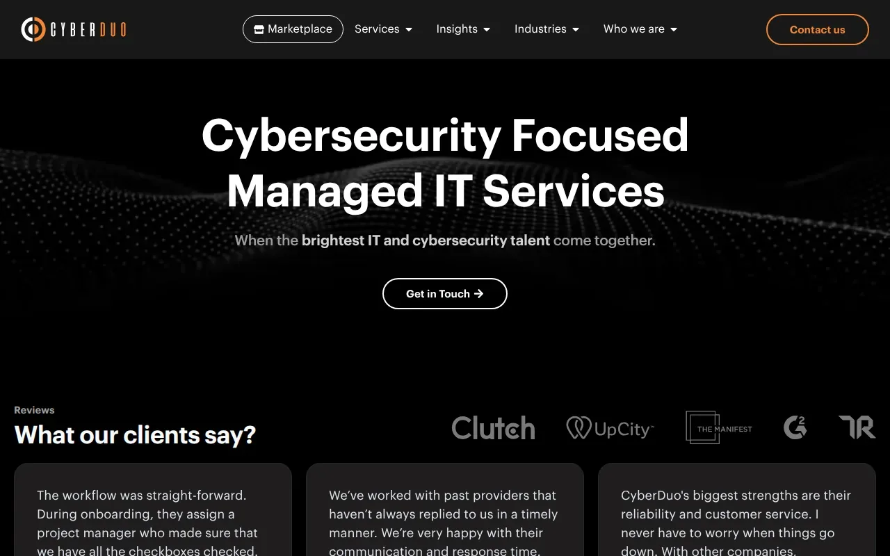 Screenshot of the CyberDuo website