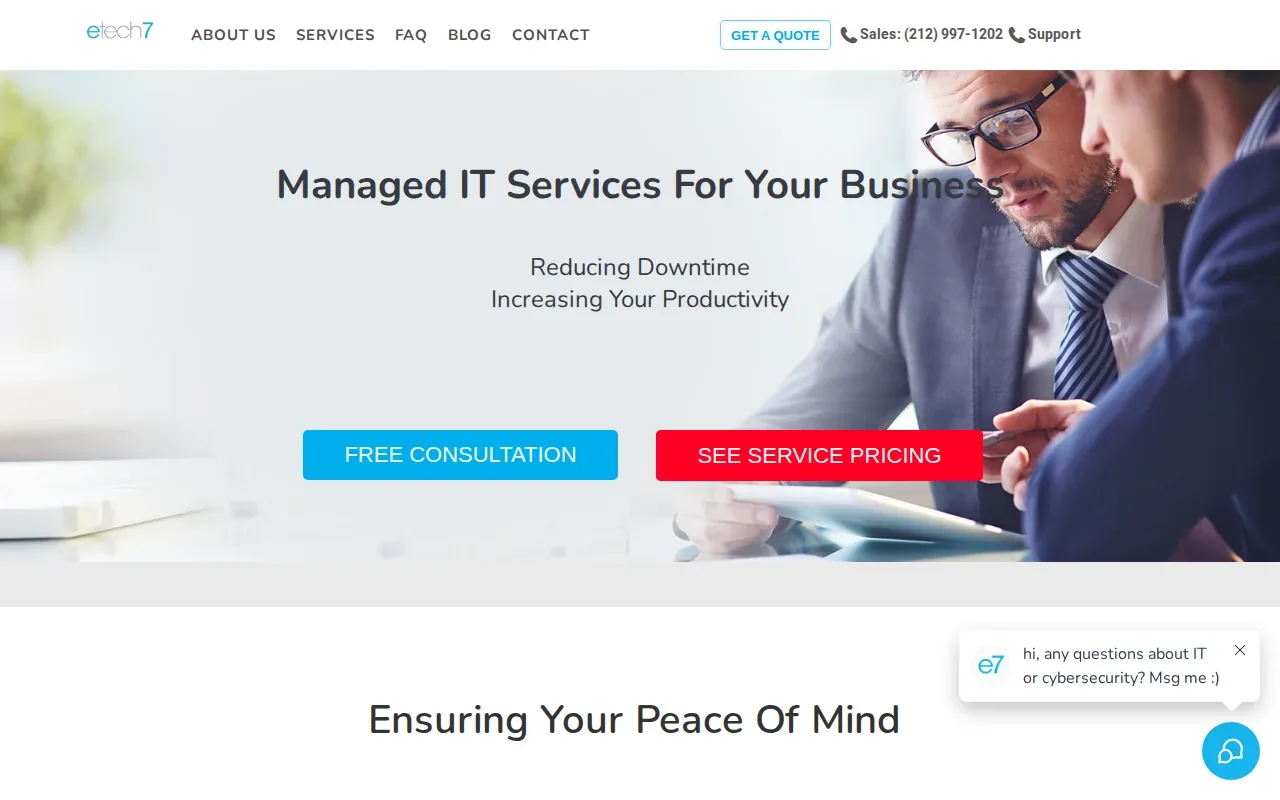Screenshot of the ETech7 website