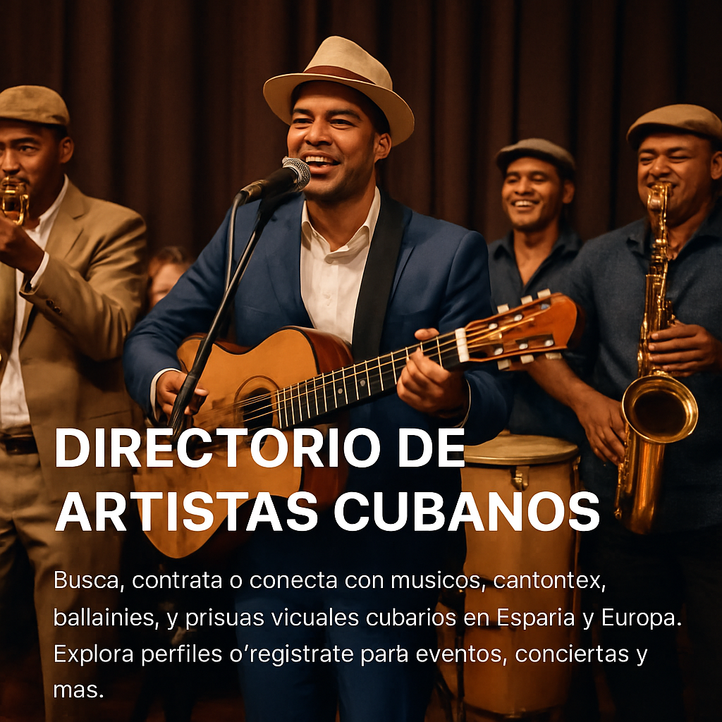 A lively Cuban son band performing on stage, with musicians playing trumpets, piano, and percussion. Alt: grupo de son cubano en vivo para eventos.