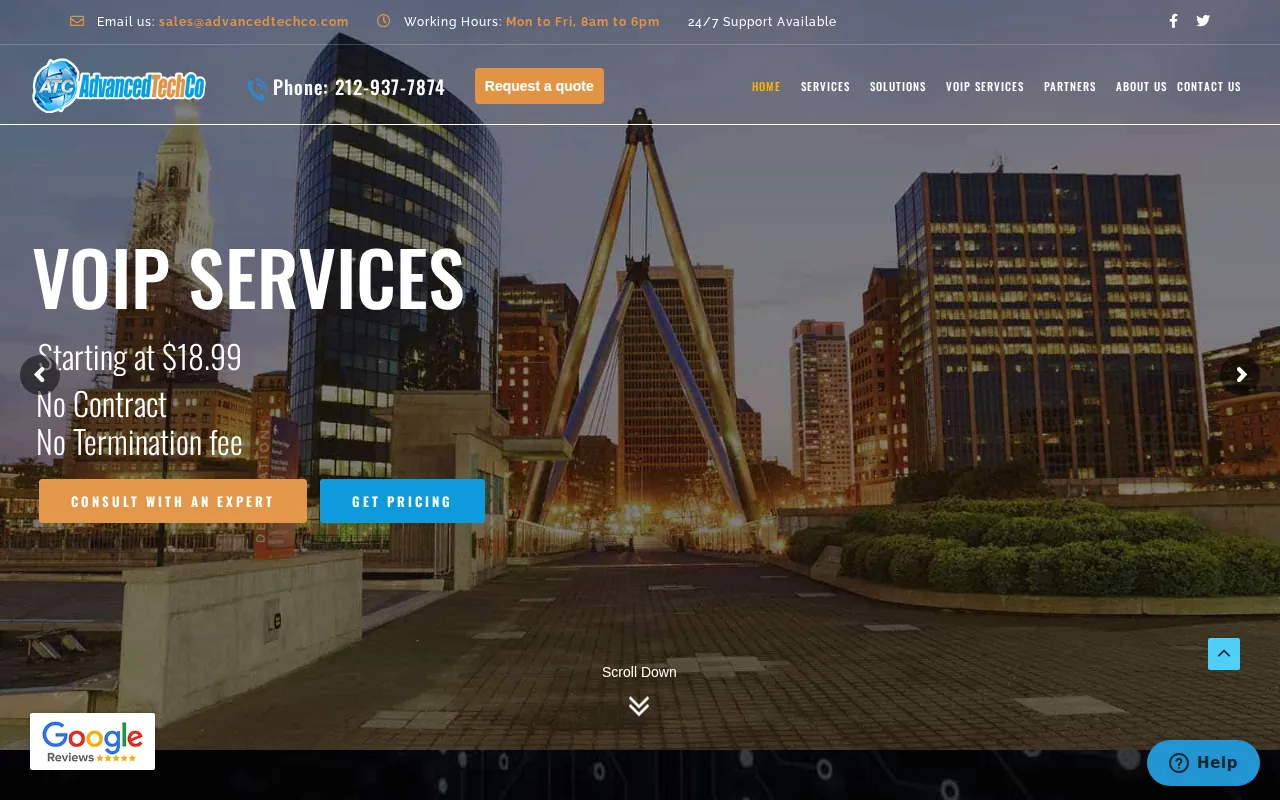 Screenshot of the AdvancedTechCo website