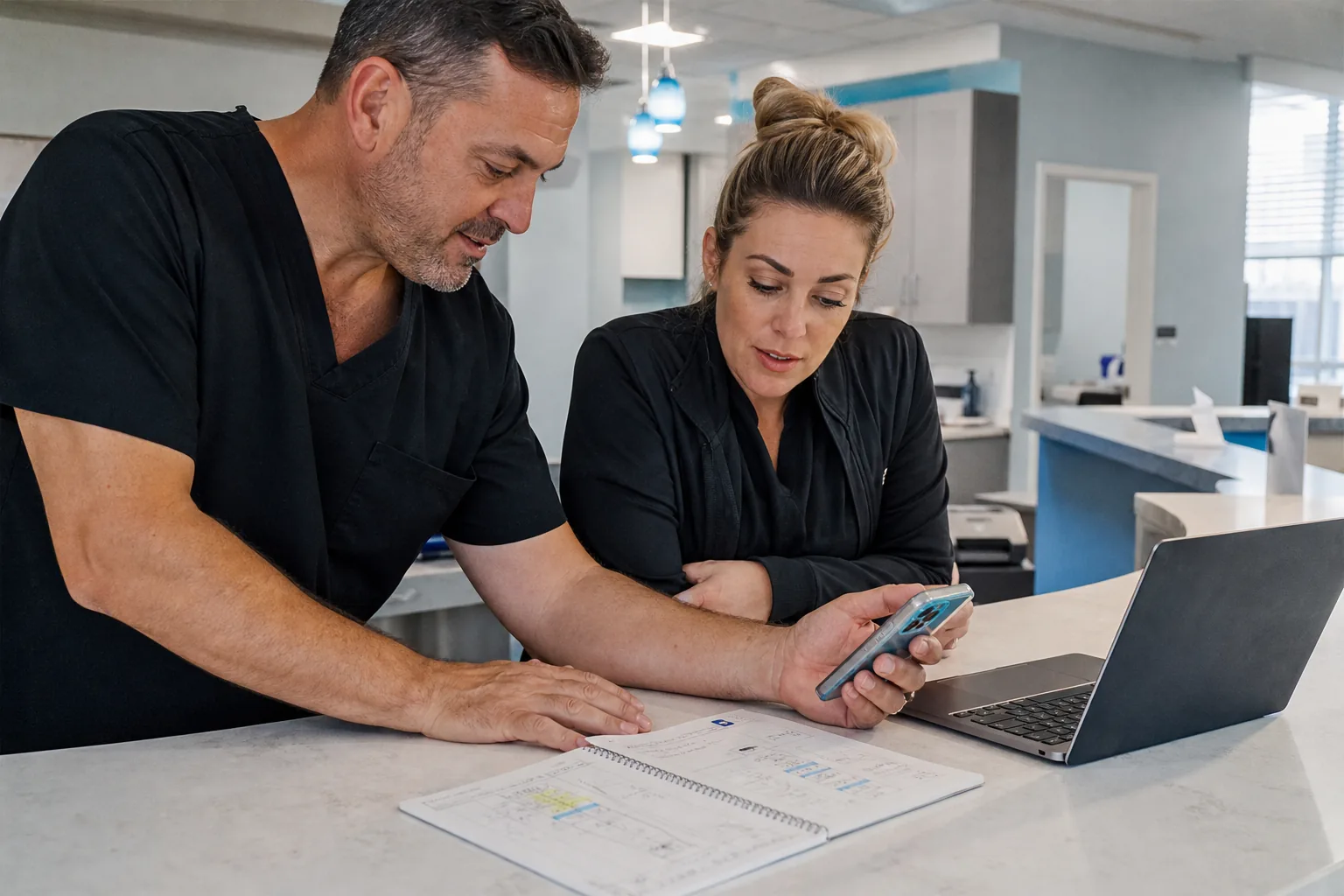 Dentist SEO: A Step-by-Step Plan to Get More Patients 1 Dental team checking a service page and mobile website for a U.S. practice.
