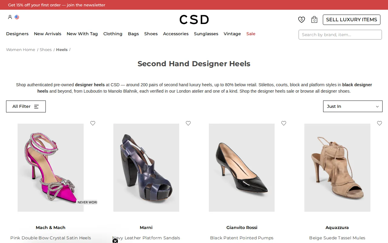 CSD (Consigned Sealed Delivered): visual reference for 1. CSD (Consigned Sealed Delivered) - Authenticated Pre-Owned Designer Heels