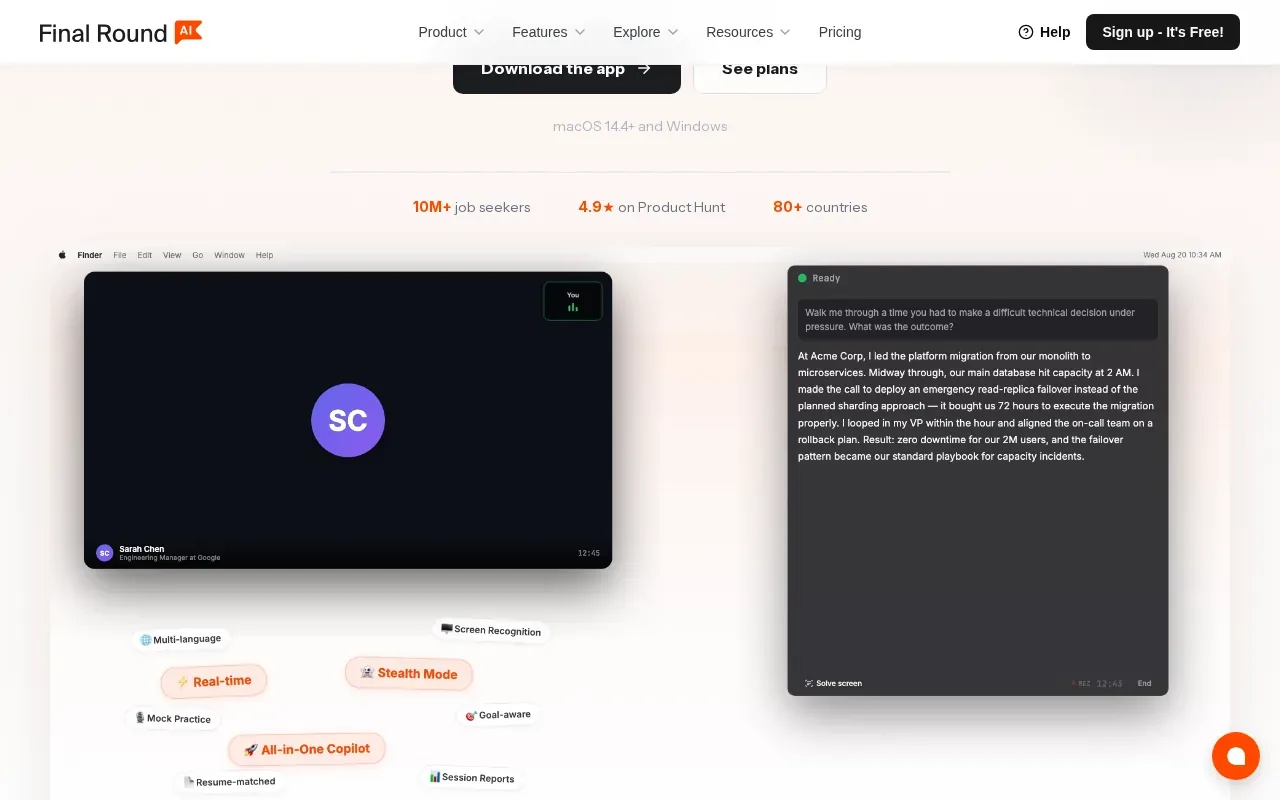 Screenshot of the Final Round AI website