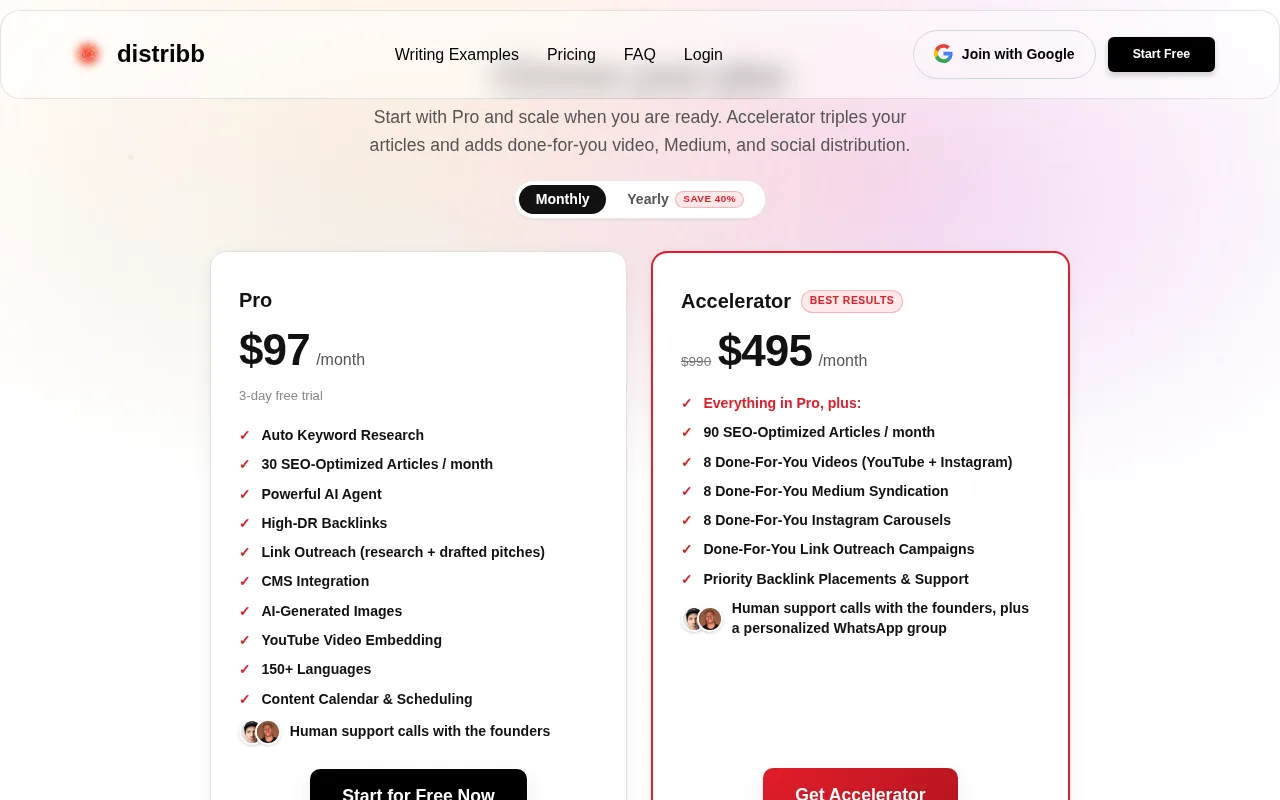 Screenshot of the Distribb.io website